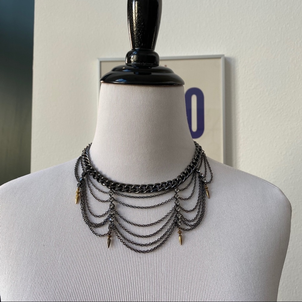 Ettika Gunmetal Rhinestone Chain Necklace